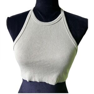 DNA Womens Sage Green Ribbed Cropped Tank Top‎ Medium
